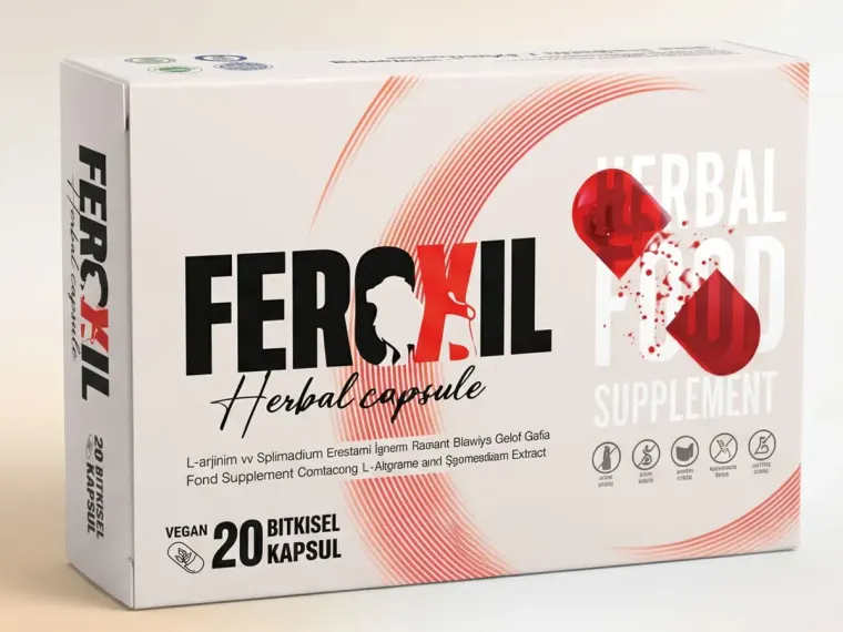 Feroxil kutusu — 20 vegan bitkisel kapsül, L-arjinin ve Epimedium ekstresi içeren gıda takviyesi