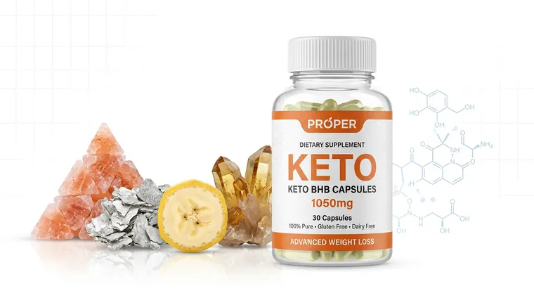 Proper Keto cápsulas junto a los minerales y electrolitos del plan keto